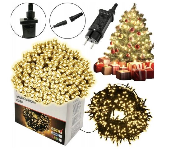  Įspūdinga  1000LED, 66metrų ilgio, kalėdinė girlianda, šiltai baltos spalvos flash